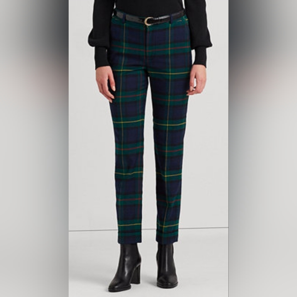 Ralph Lauren Wool Plaid Trousers with Belt